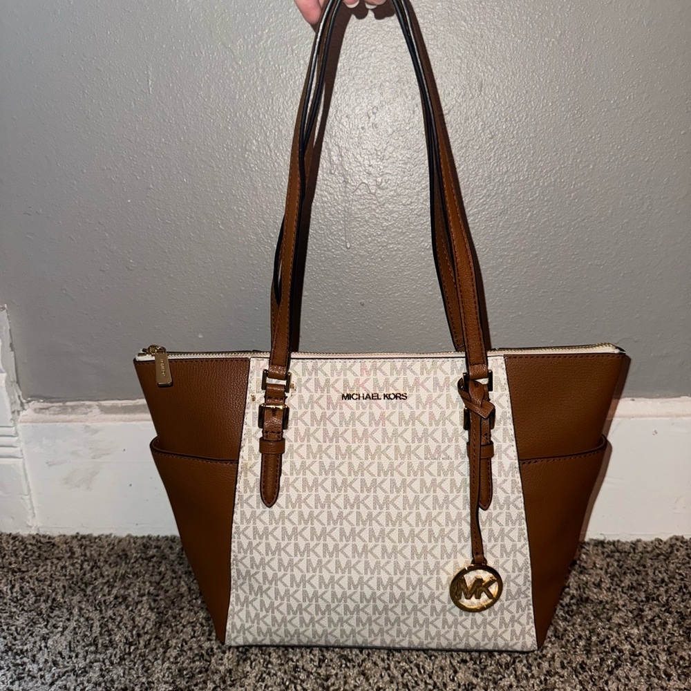 Michael Kors Tan and Cream Signature Tote
